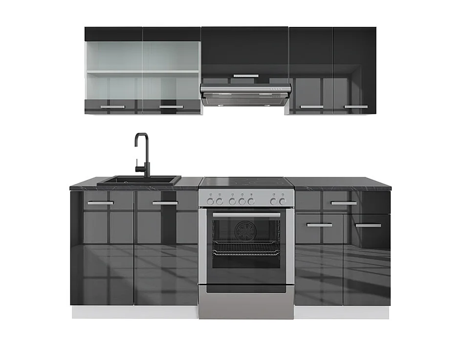 Aneks kuchenny antracyt wysoki połysk 200x46x81.6 fame-line 4780357 - obrazek 1