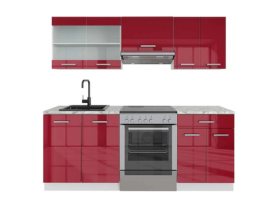 Aneks kuchenny czerwony wysoki połysk/biały 200x60x81.6 r-line 4780359 - obrazek 1