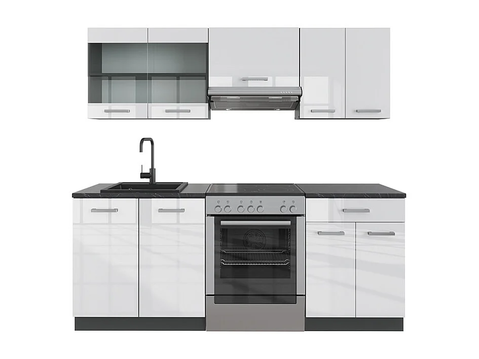 Aneks kuchenny biały wysoki połysk/antracyt 200x46x81.6 r-line 4781261 - obrazek 1