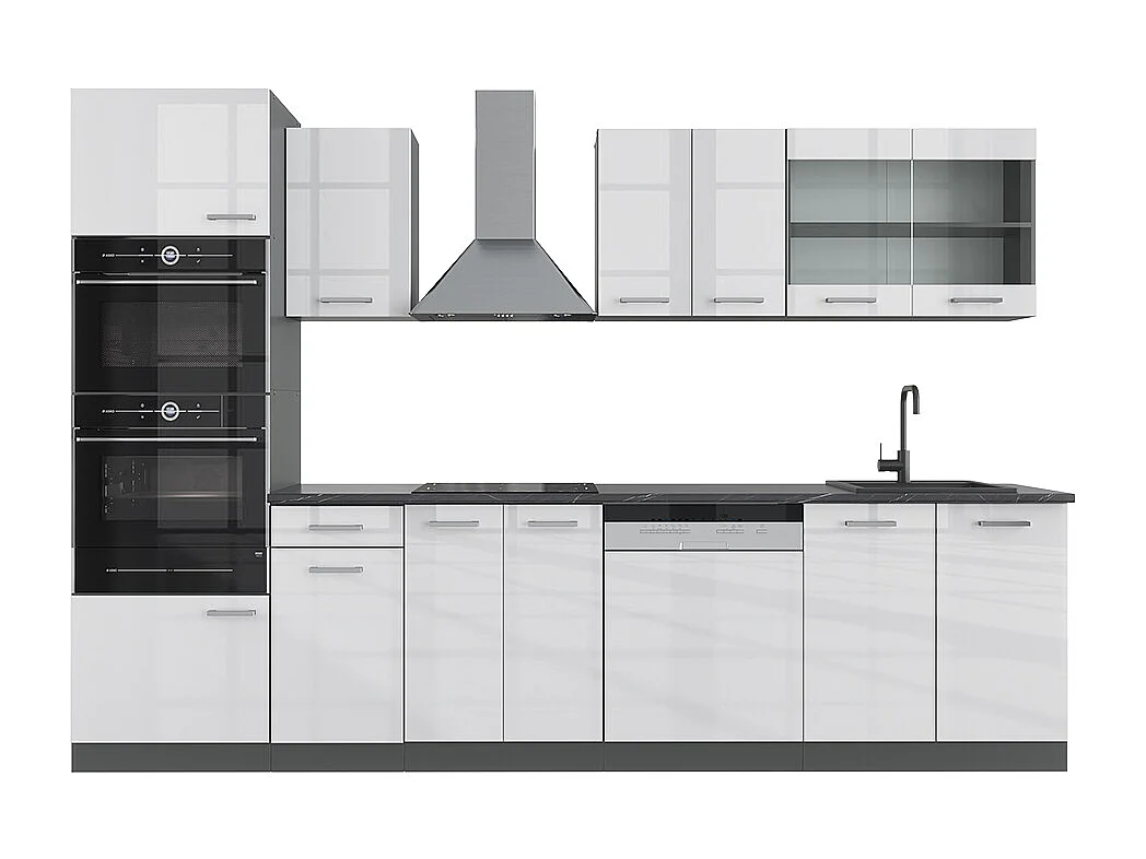 Aneks kuchenny biały wysoki połysk/antracyt 300x46x81.6 r-line 4781606 - obrazek 1