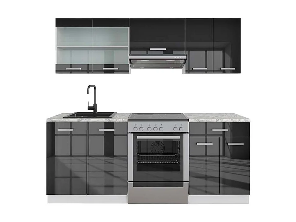 Aneks kuchenny antracytowy wysoki połysk/biały 200x60x81.6 r-line 4781794 - obrazek 1