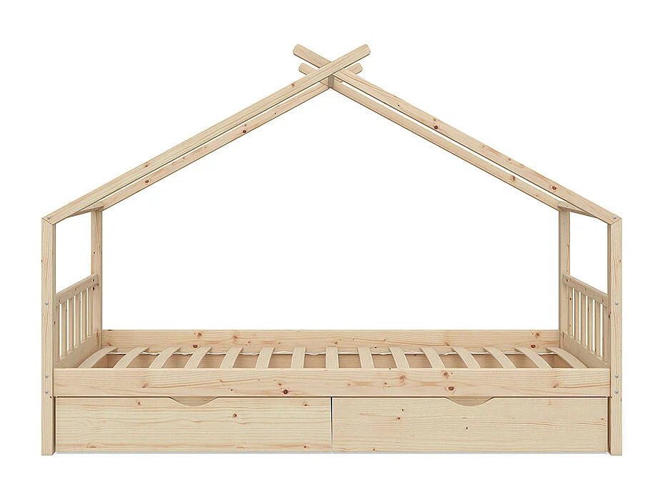 Łóżko domowe naturalne drewno 208x97x148 design 4874165 - obrazek 1