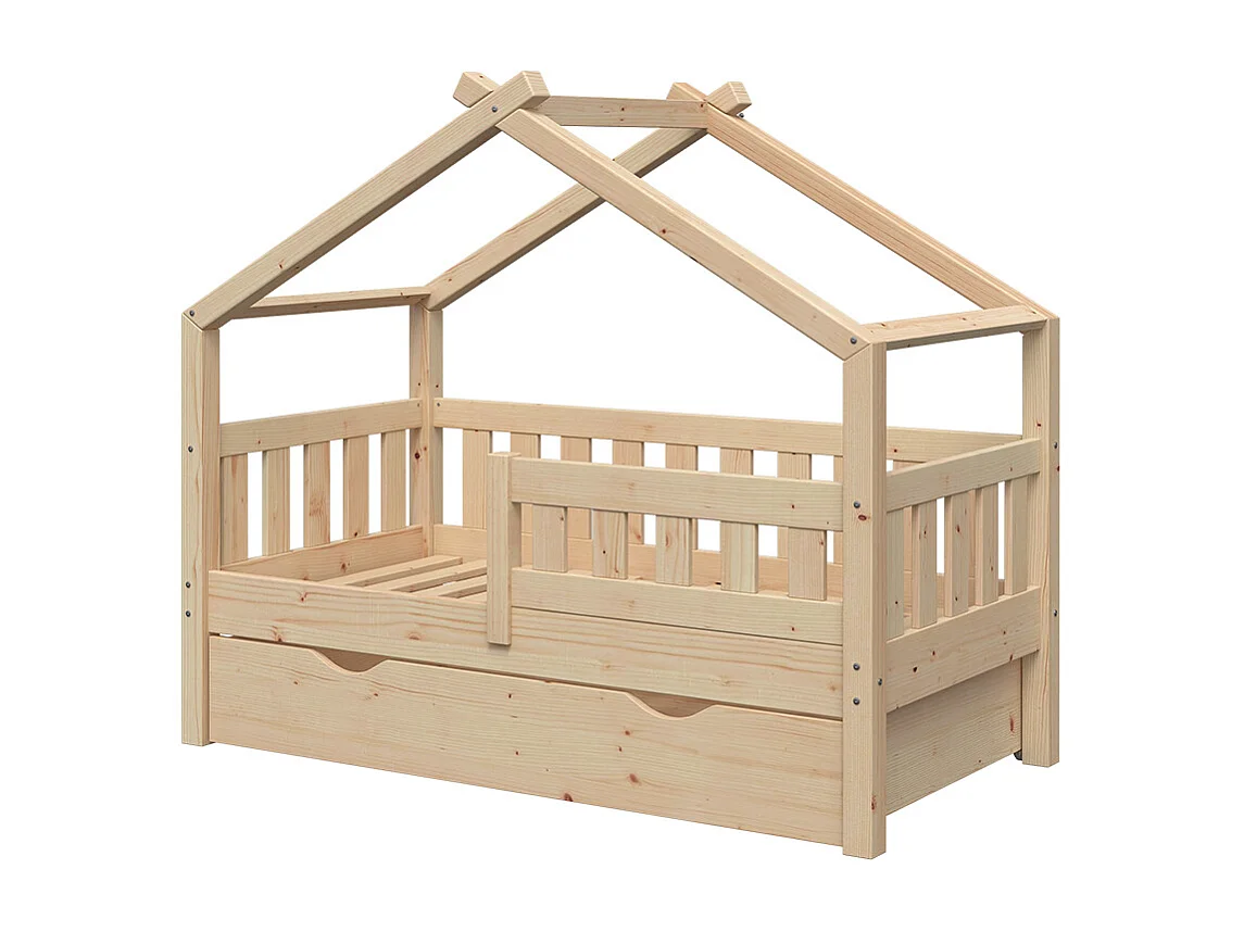 Łóżko domowe naturalne drewno 147.6x77x127.9 design 4874190