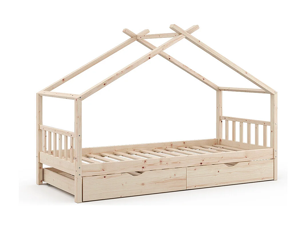 Łóżko domowe naturalne drewno 208x97x148 design 4874154