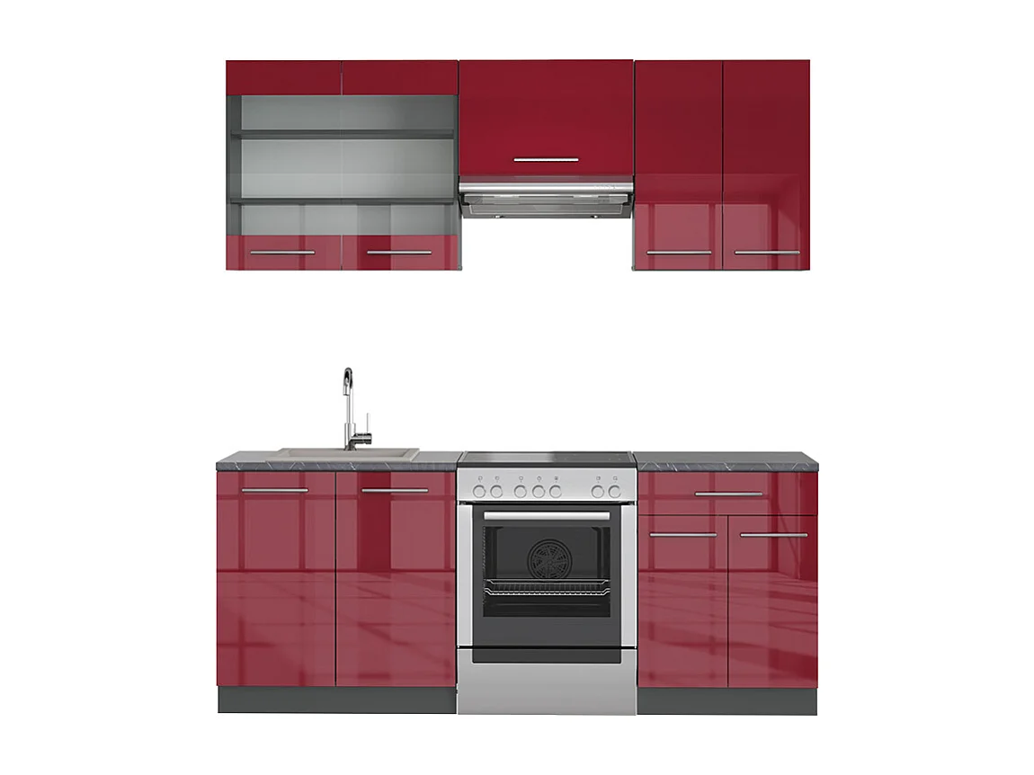Aneks kuchenny bordowy wysoki połysk/antracyt 200x60x81.6 fame-line 4780781