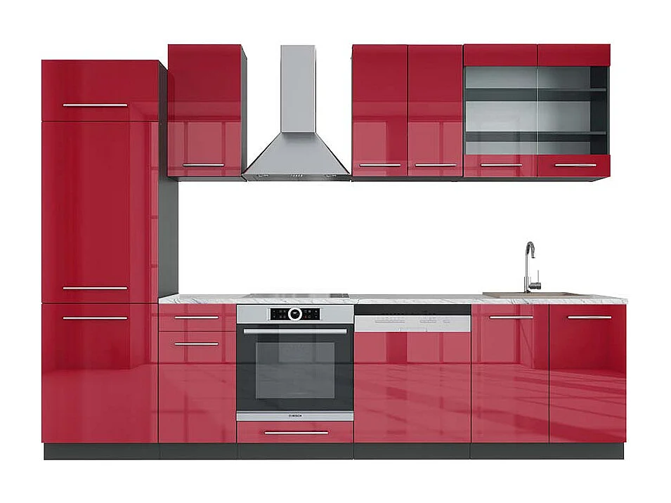 Aneks kuchenny bordowy wysoki połysk/antracyt 300x60x81.6 fame-line 4781777