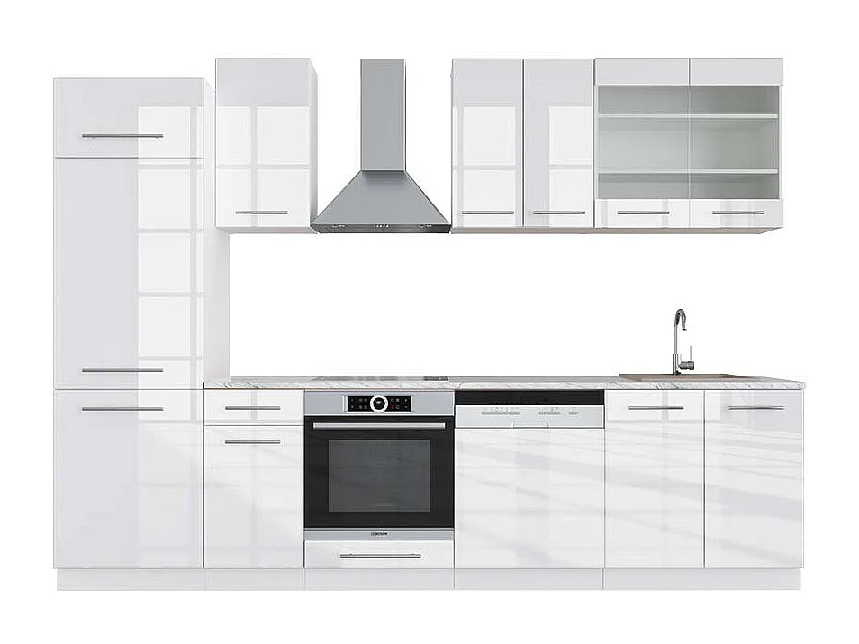 Aneks kuchenny biały wysoki połysk/biały 300x60x81.6 fame-line 4779986 - obrazek 1
