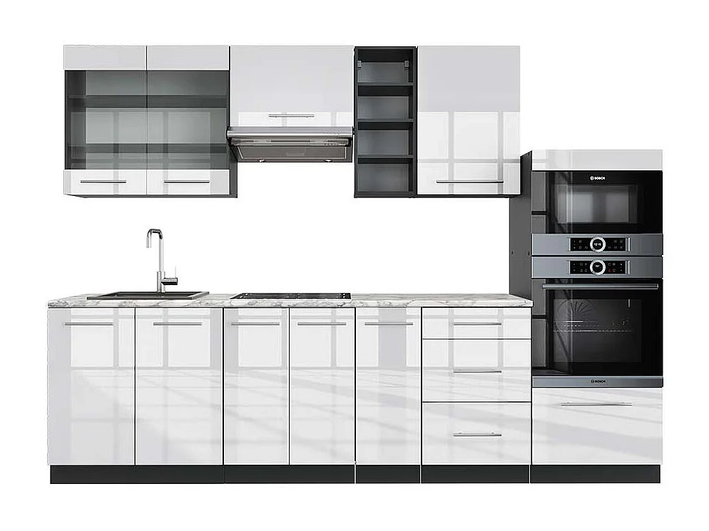 Aneks kuchenny biały wysoki połysk/antracyt 280x60x81.6 fame-line 4779893 - obrazek 1