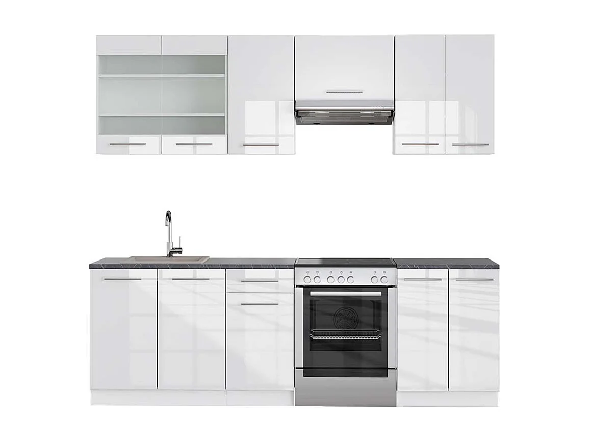 Aneks kuchenny biały wysoki połysk/biały 240x60x81.6 fame-line 4780486 - obrazek 1