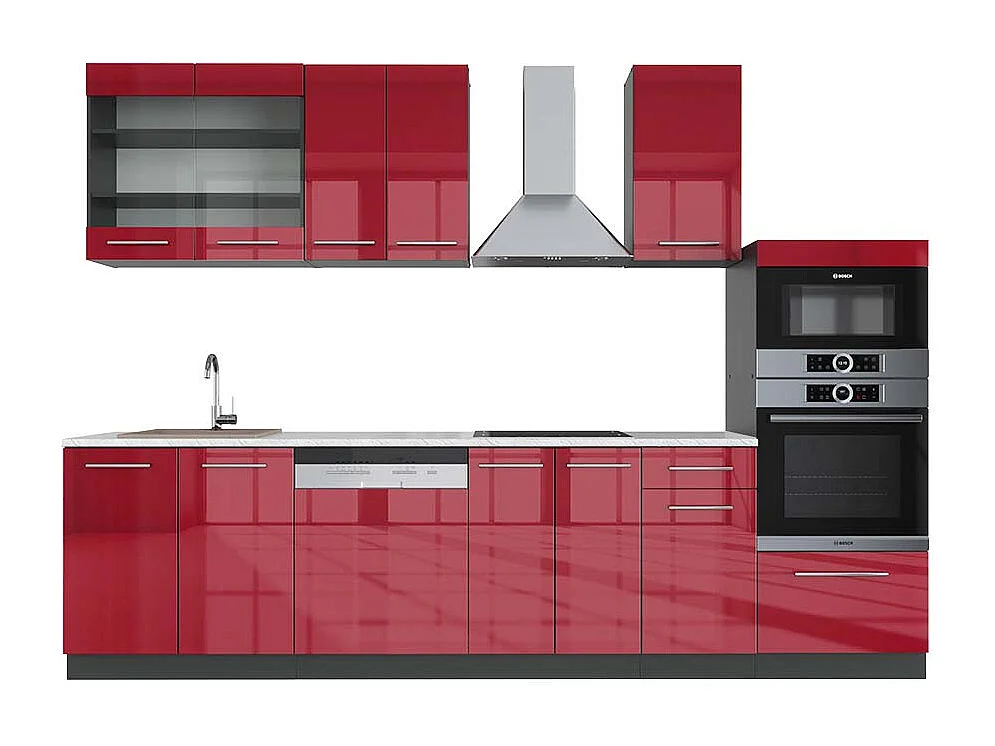 Aneks kuchenny bordowy wysoki połysk/antracyt 300x60x81.6 fame-line 4779750