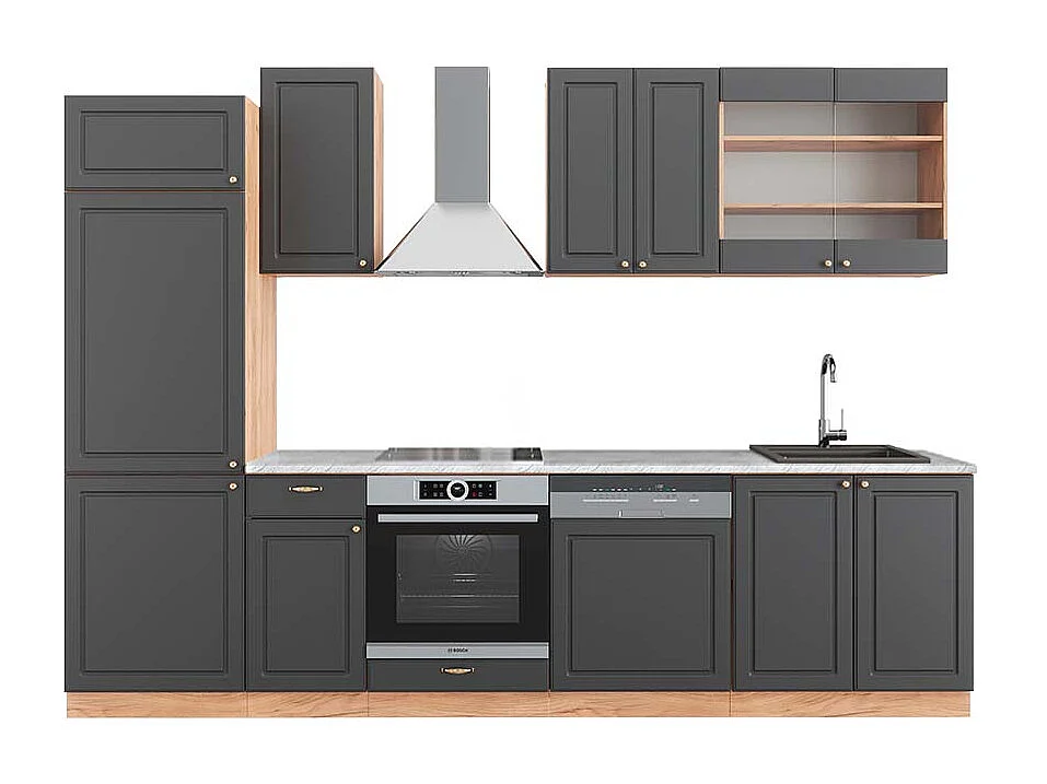 Aneks kuchenny anthracite country house/gold kraft oak 300x60x81.6 fame-line 4779309 - obrazek 1