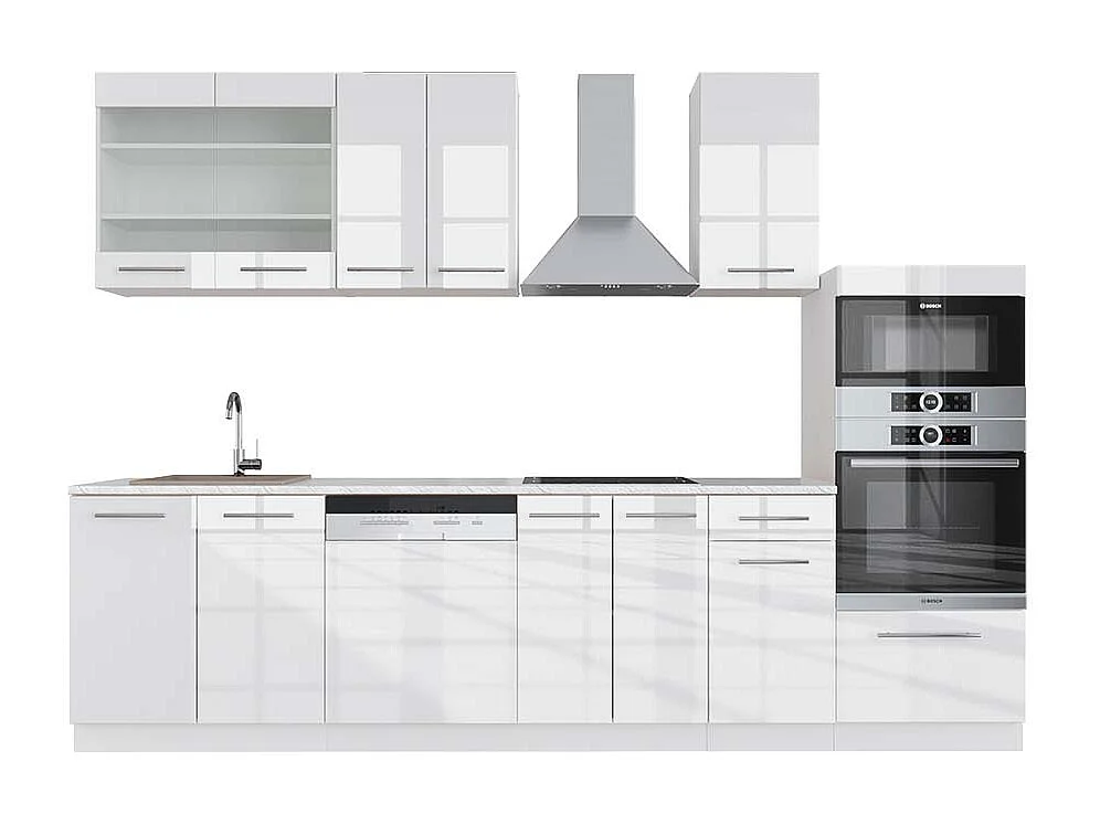 Aneks kuchenny biały wysoki połysk/biały 300x60x81.6 fame-line 4780083 - obrazek 1