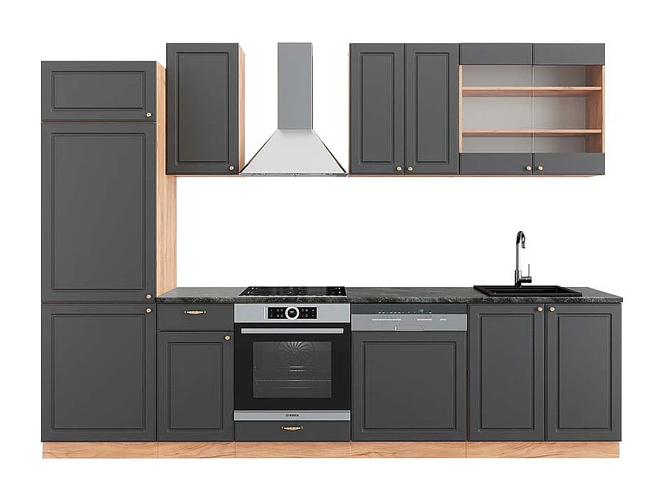 Aneks kuchenny anthracite country house/gold kraft oak 300x60x81.6 fame-line 4779576 - obrazek 1
