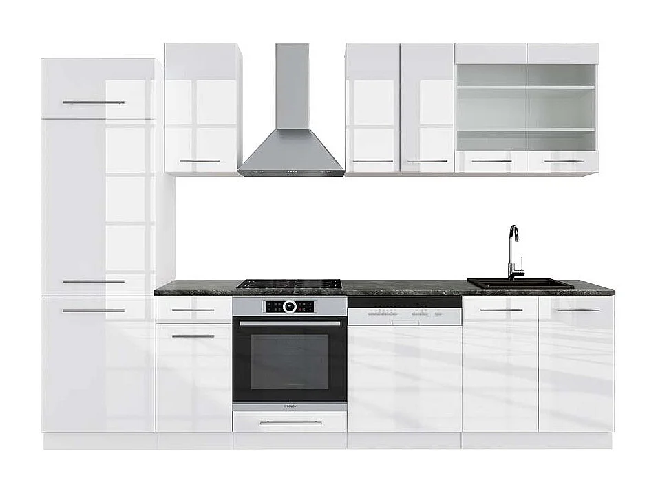 Aneks kuchenny biały wysoki połysk/biały 300x60x81.6 fame-line 4779358 - obrazek 1
