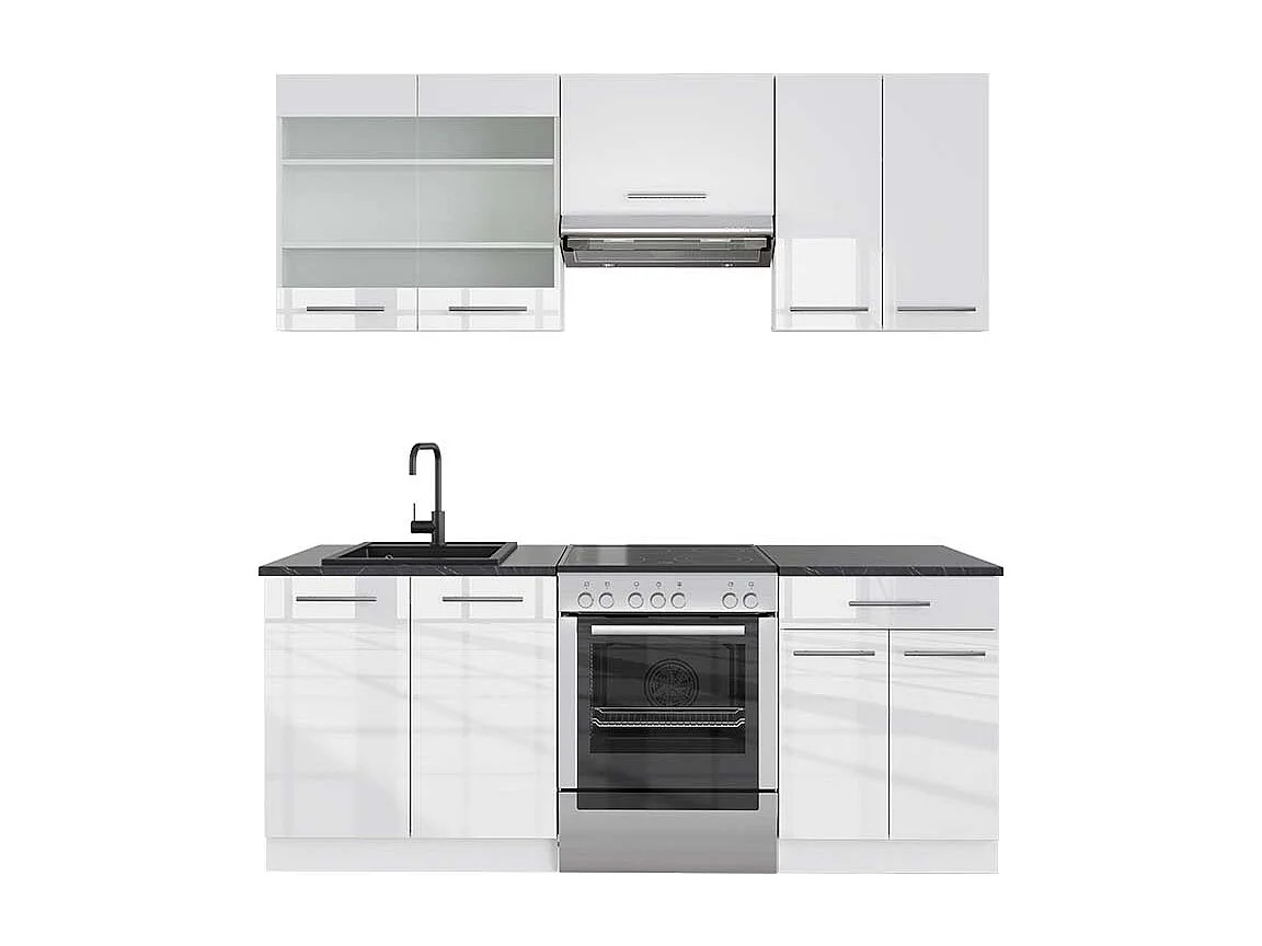 Aneks kuchenny biały wysoki połysk/biały 200x60x81.6 fame-line 4780379 - obrazek 1