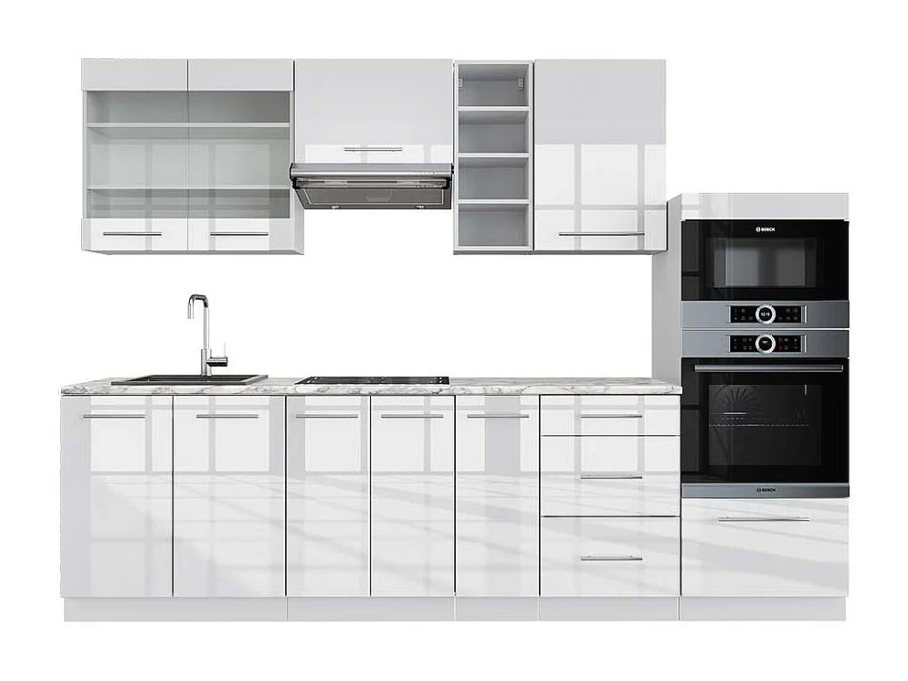 Aneks kuchenny biały wysoki połysk/biały 280x60x81.6 fame-line 4780859 - obrazek 1