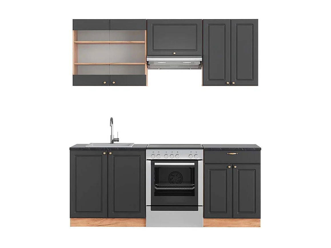 Aneks kuchenny anthracite country house/gold kraft oak 200x60x81.6 fame-line 4779956 - obrazek 1