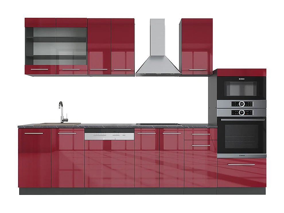 Aneks kuchenny bordowy wysoki połysk/antracyt 300x60x81.6 fame-line 4781160