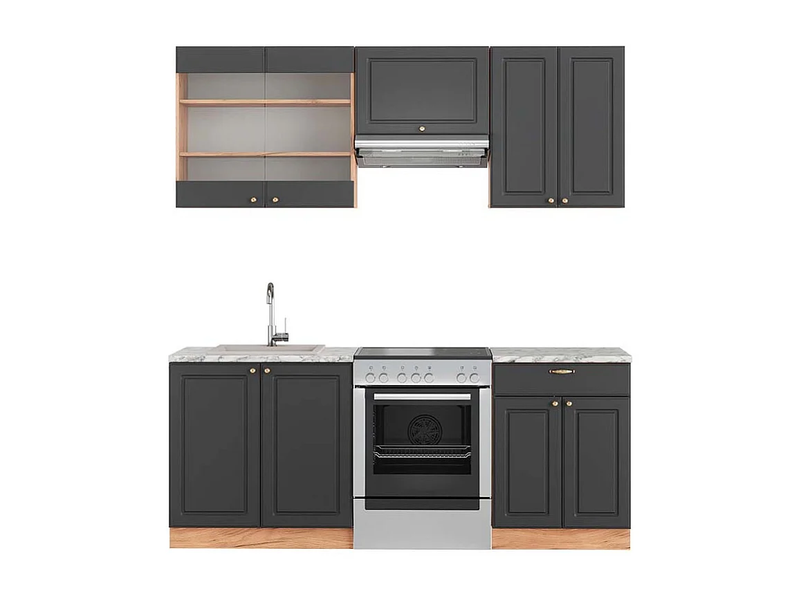 Aneks kuchenny anthracite country house/gold kraft oak 200x60x81.6 fame-line 4781882 - obrazek 1