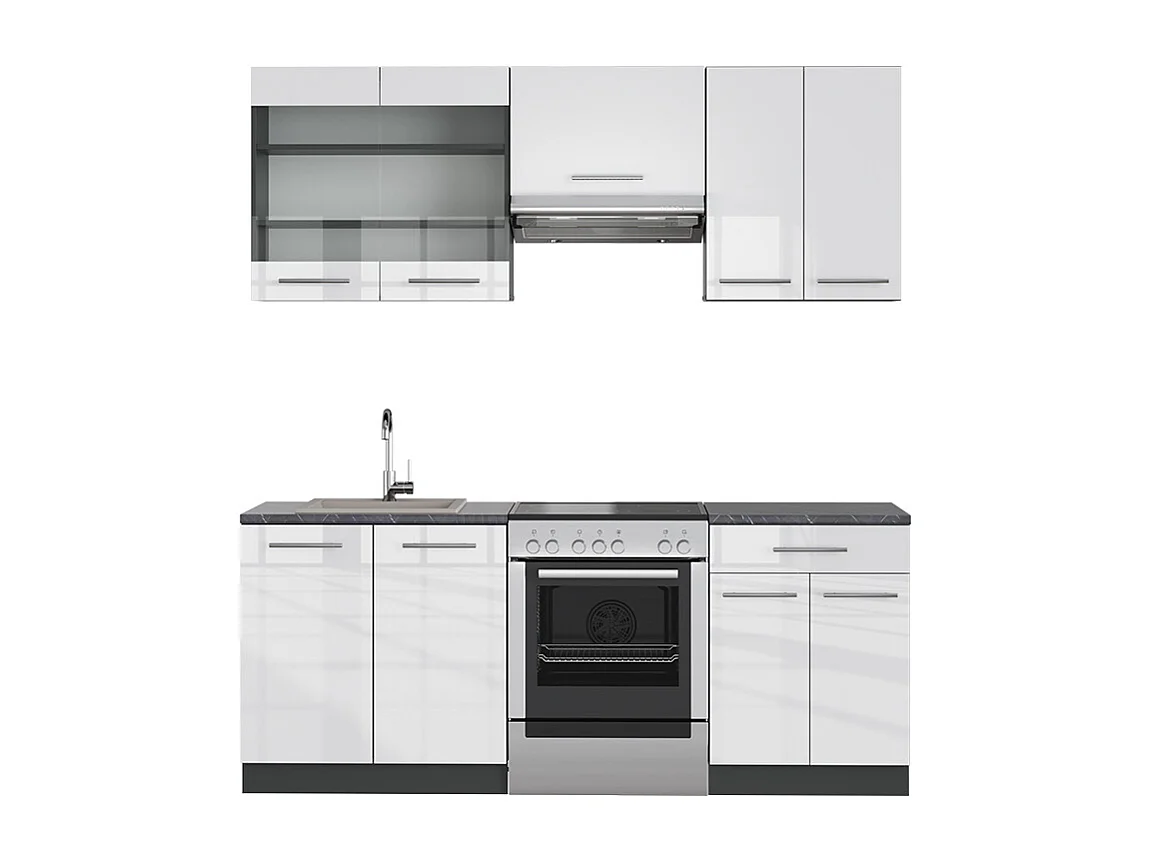Aneks kuchenny biały wysoki połysk/antracyt 200x60x81.6 fame-line 4782249 - obrazek 1