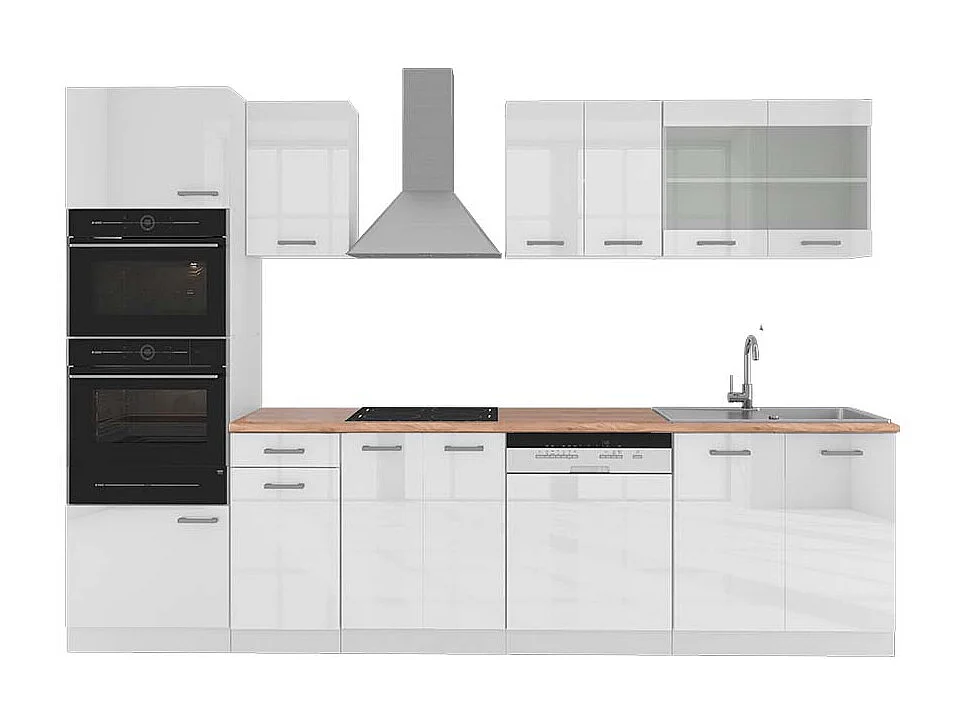 Aneks kuchenny biały wysoki połysk/biały 300x60x81.6 r-line 4781456 - obrazek 1