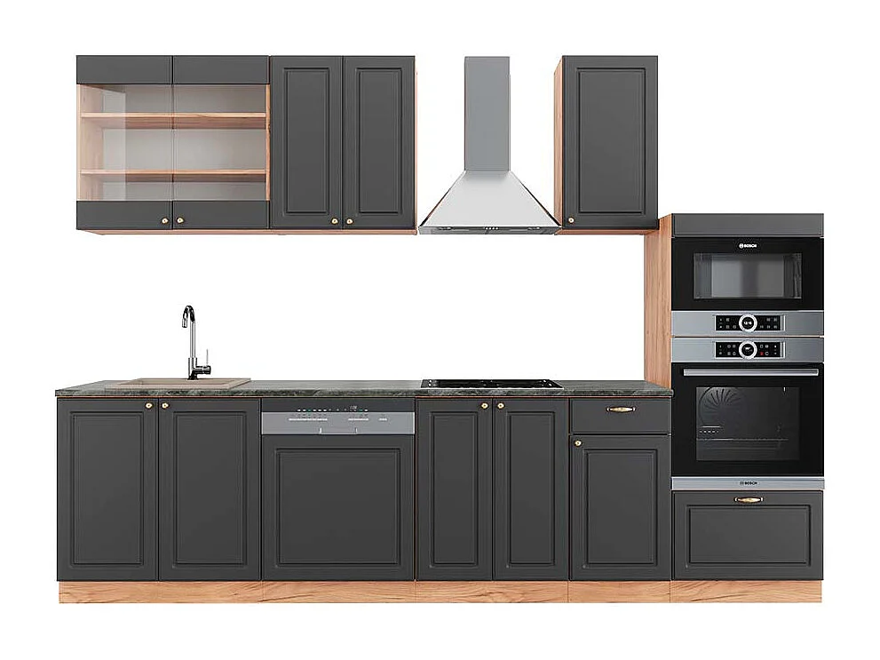 Aneks kuchenny anthracite country house/gold kraft oak 300x60x81.6 fame-line 4780537 - obrazek 1