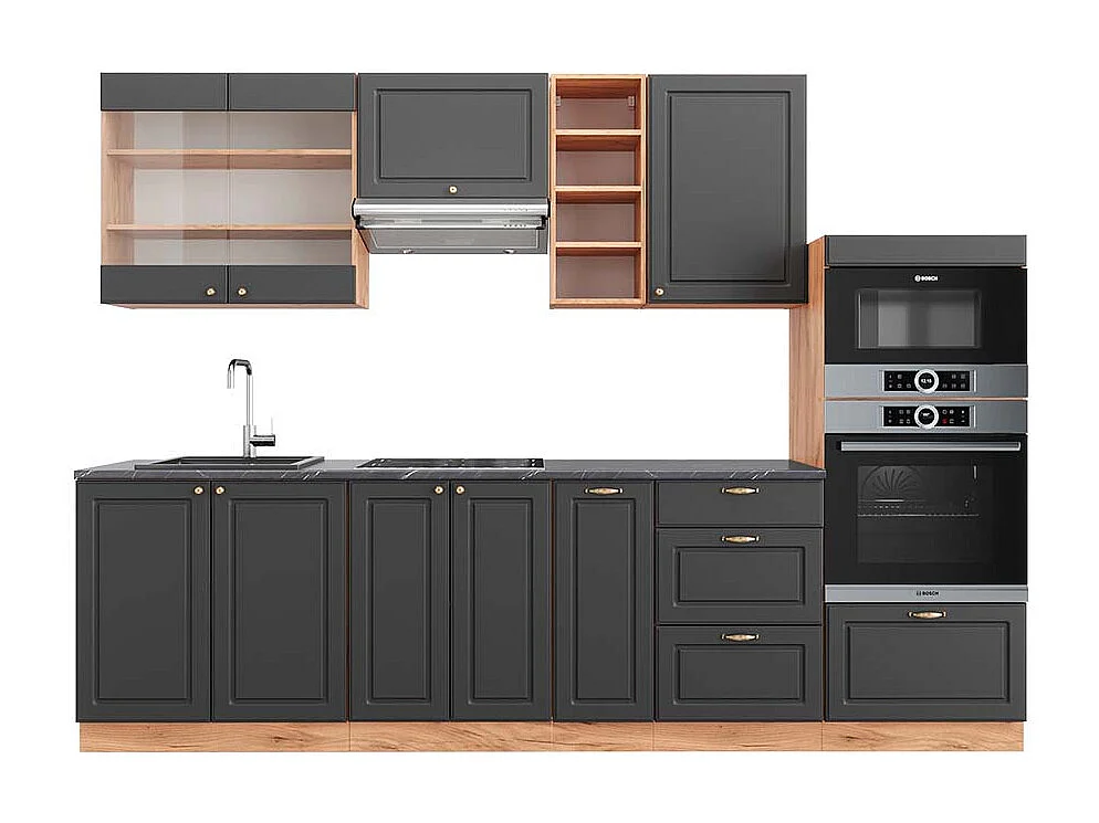 Aneks kuchenny anthracite country house/gold kraft oak 280x60x81.6 fame-line 4780234 - obrazek 1