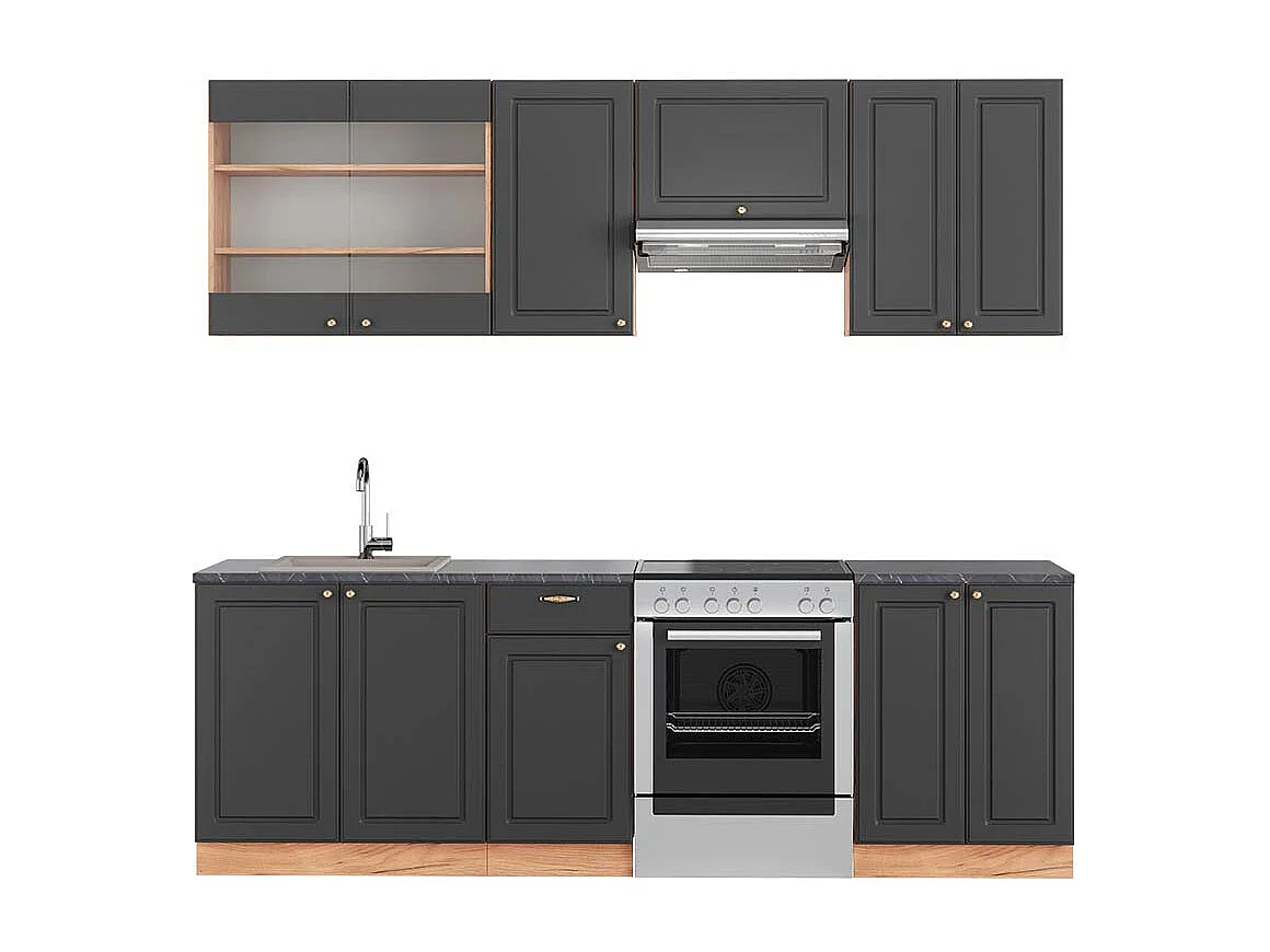Aneks kuchenny anthracite country house/gold kraft oak 240x60x81.6 fame-line 4780607 - obrazek 1