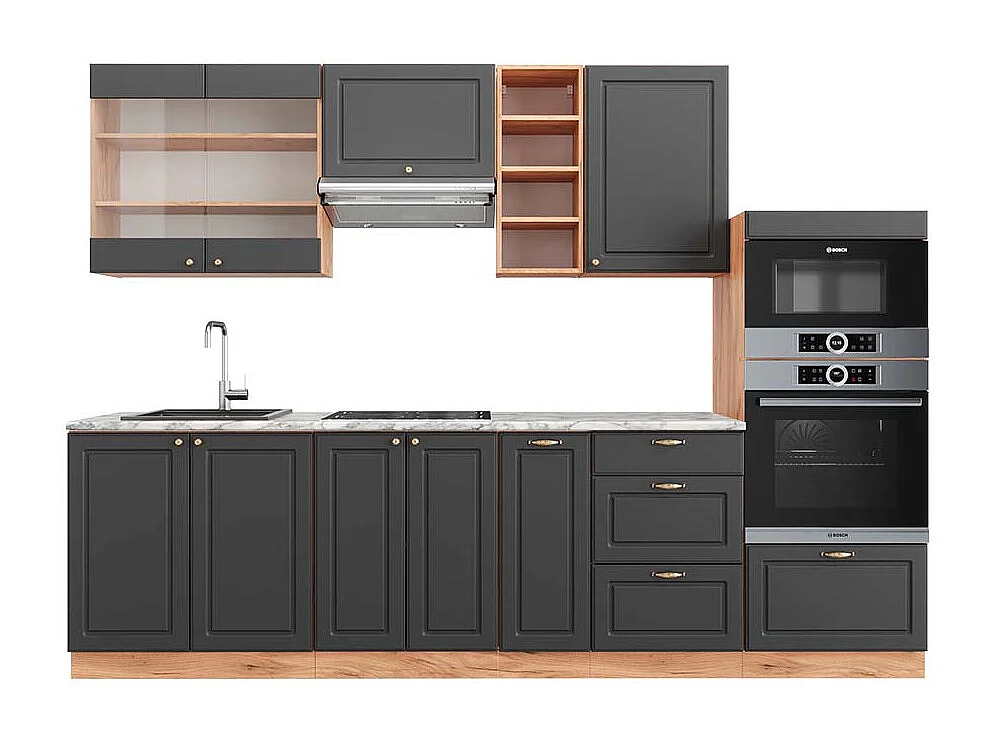 Aneks kuchenny anthracite country house/gold kraft oak 280x60x81.6 fame-line 4782187 - obrazek 1