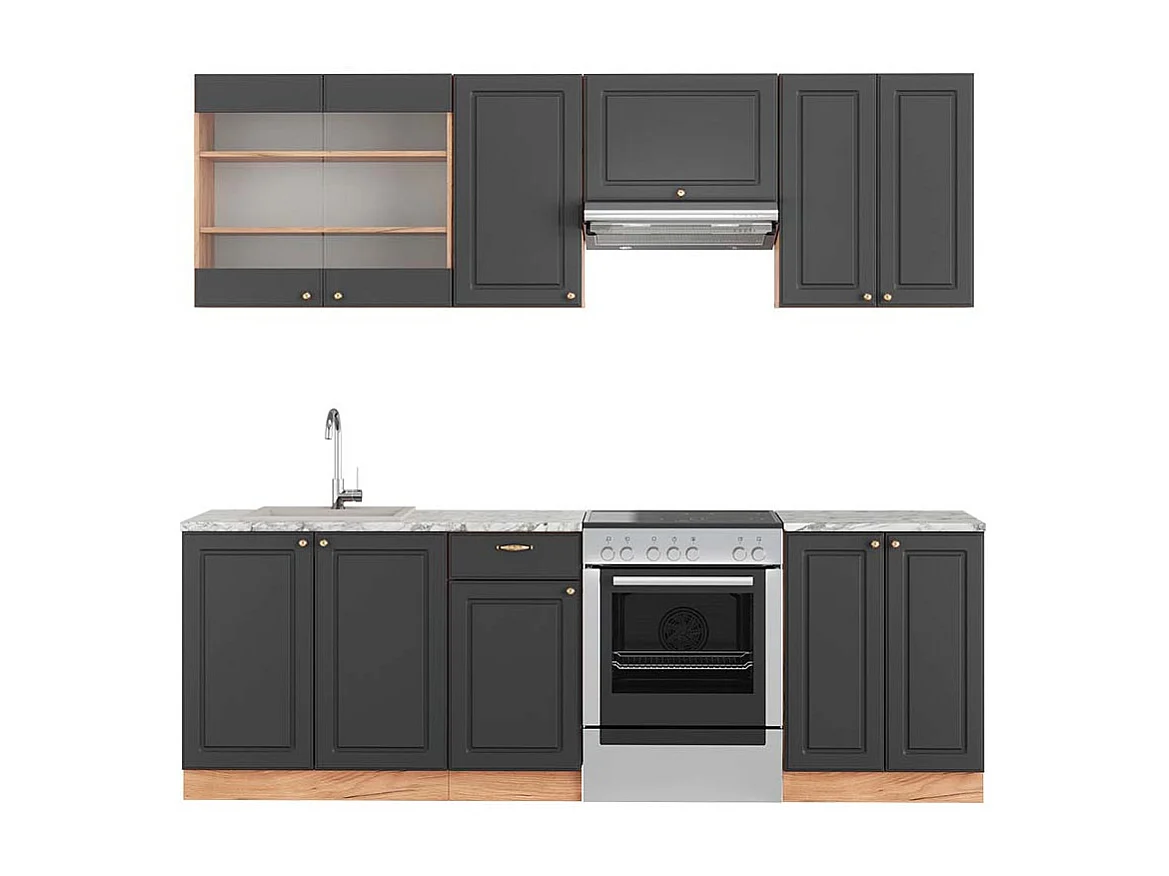 Aneks kuchenny anthracite country house/gold kraft oak 240x60x81.6 fame-line 4781814 - obrazek 1