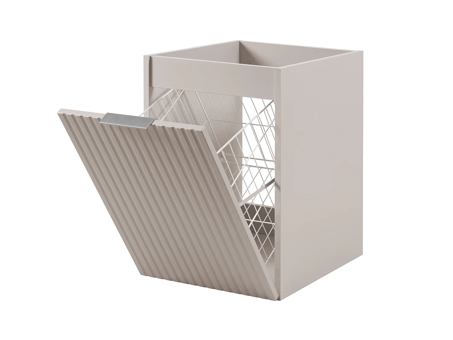 Badezimmerschrank mit Wäschekorb, Kaschmir, 40 x 57 x 46 cm, silberne Griffe 4961717 - obrazek 1