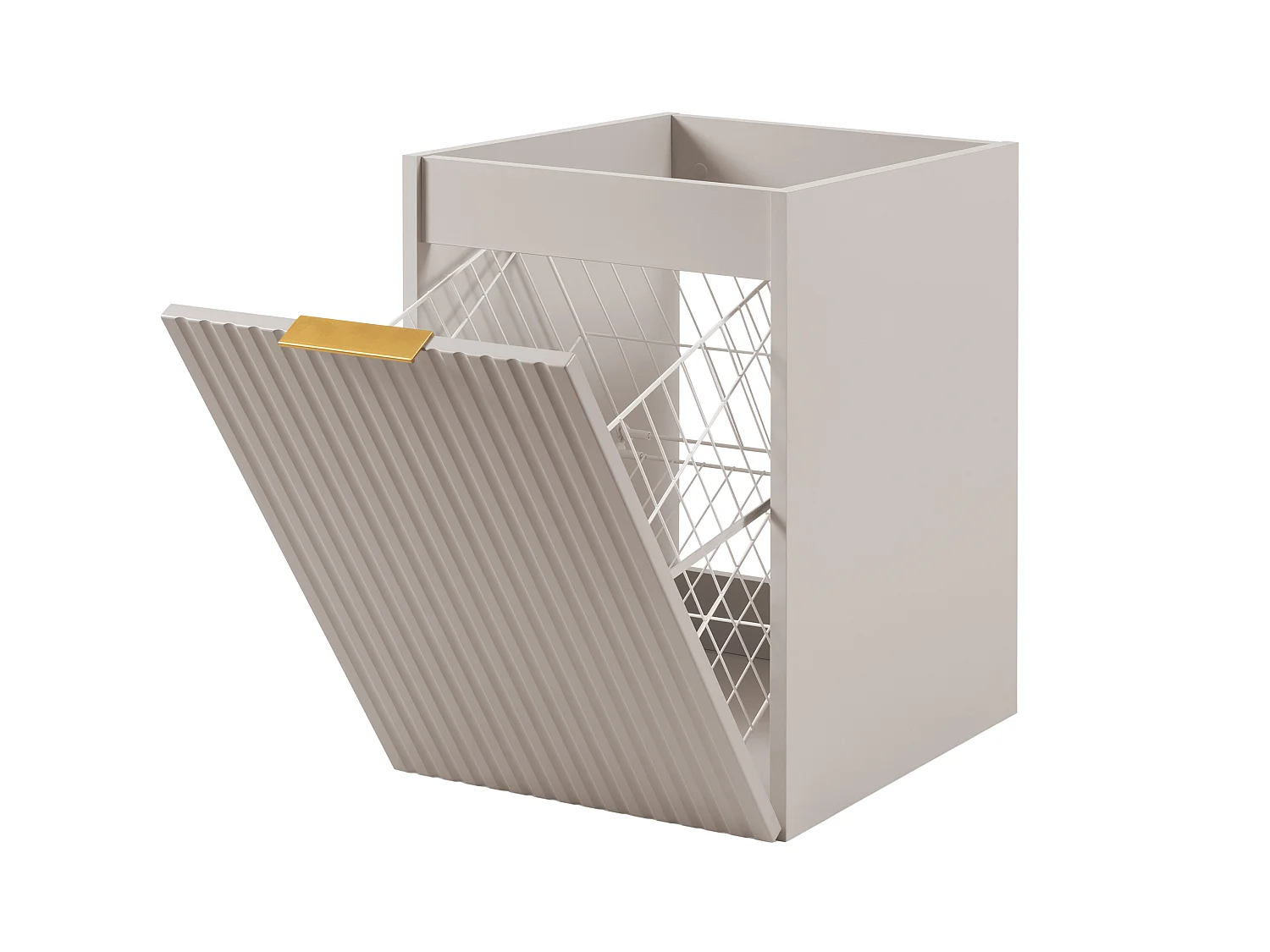 Badezimmerschrank mit Wäschekorb, Kaschmir, 40 x 57 x 46 cm, goldene Griffe 4961720 - obrazek 1