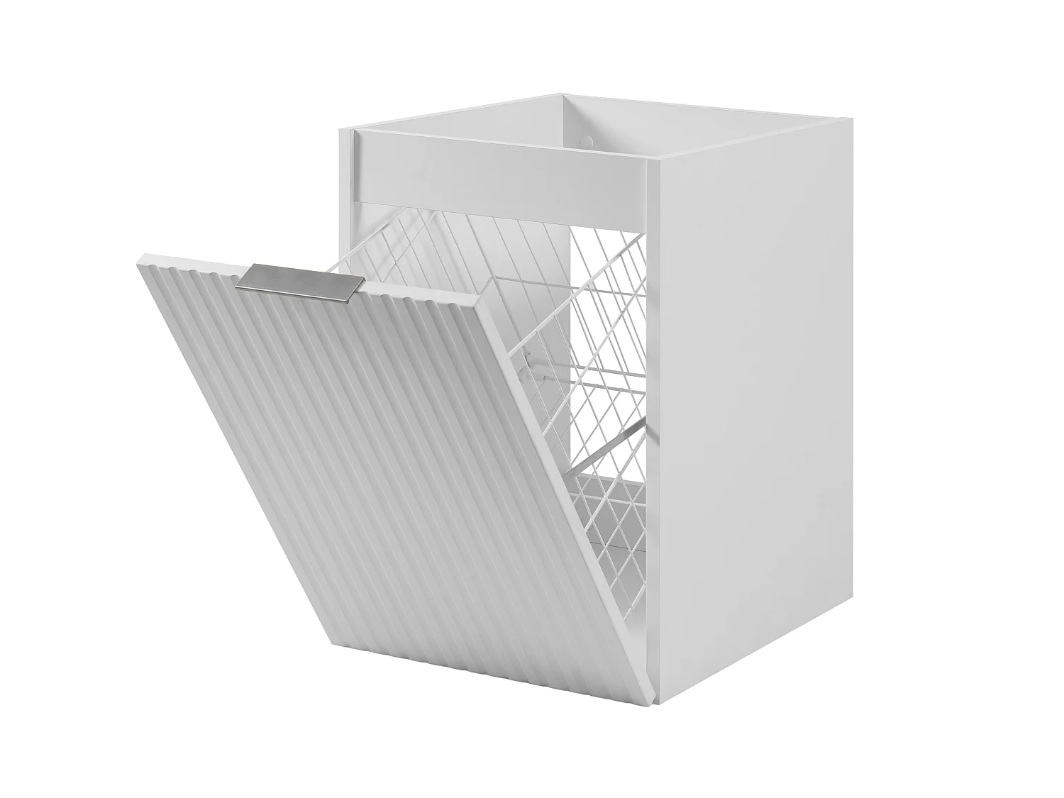 Badezimmerschrank mit Wäschekorb, weiß, 40 x 57 x 46 cm, silberne Griffe 4961723 - obrazek 1