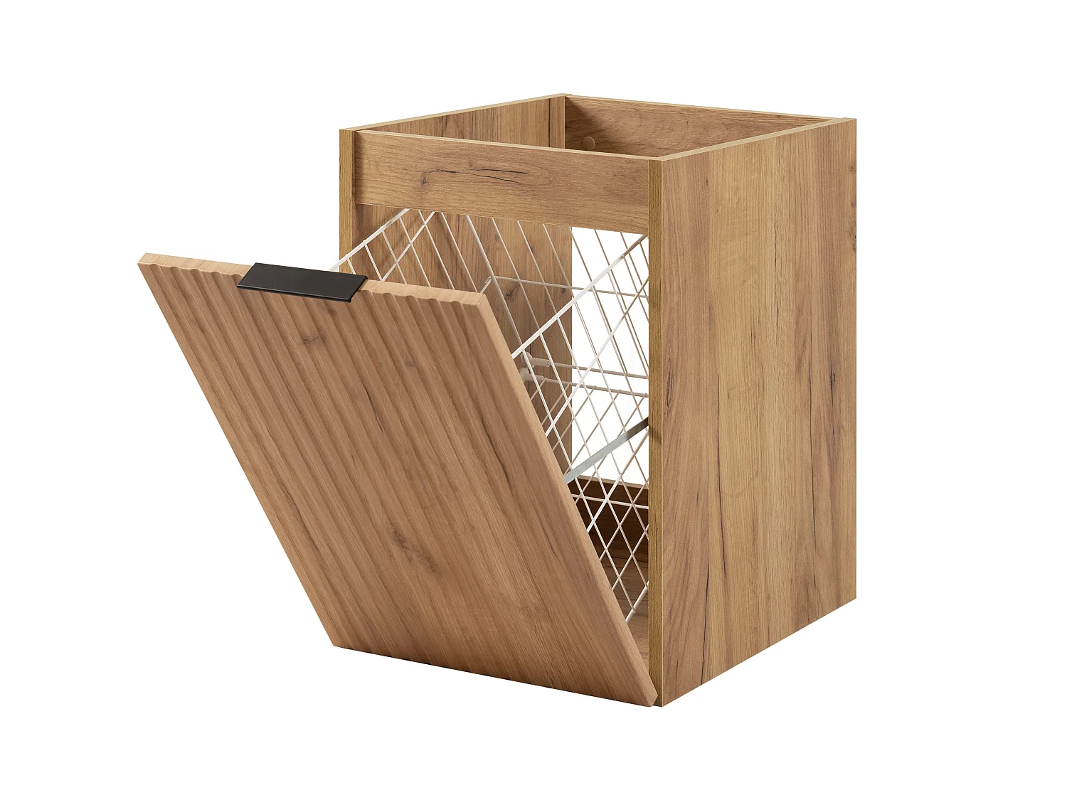 Badezimmerschrank mit Wäschekorb, Eiche Craft, 40 x 57 x 46 cm, schwarze Griffe 4961727 - obrazek 1