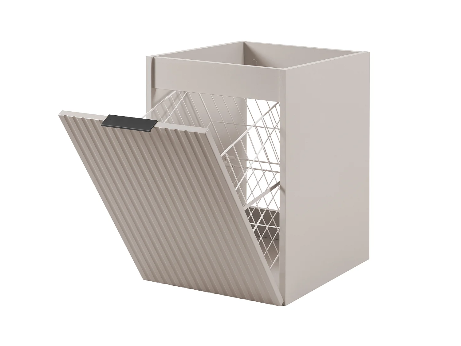 Badezimmerschrank mit Wäschekorb, Kaschmir, 40 x 57 x 46 cm, schwarze Griffe 4961728 - obrazek 1