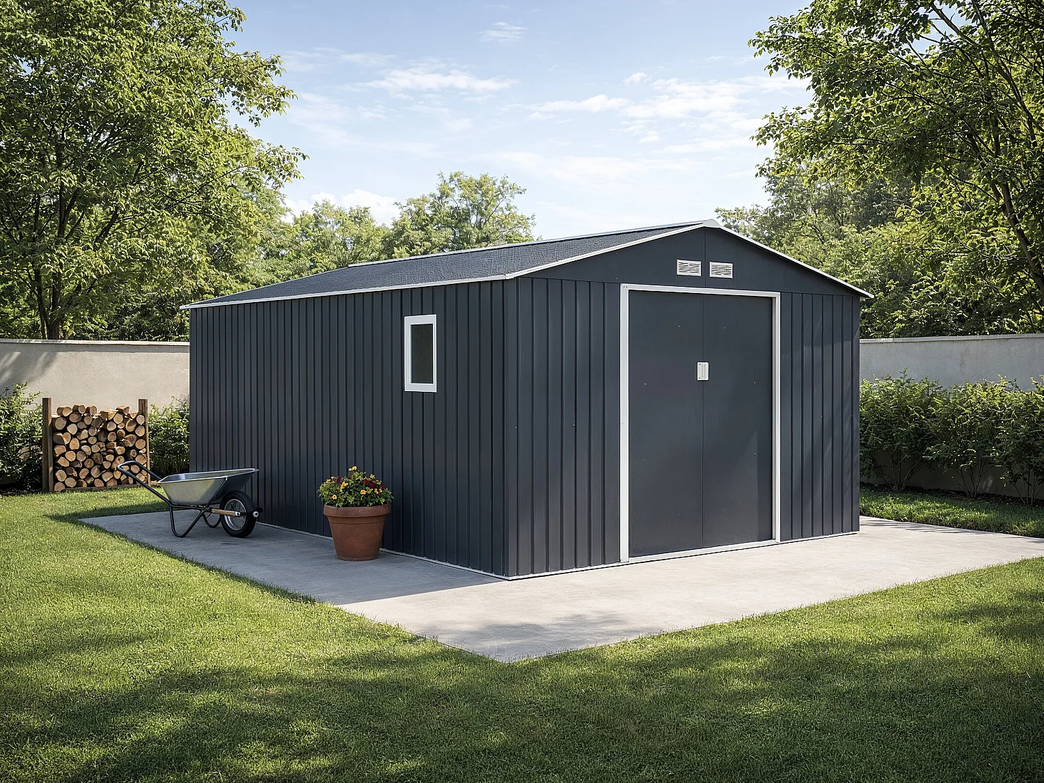 Altana ogrodowa metalowawa ze stali ocynkowanej szara 15,35 m² - ARCHER 4816132 - obrazek 1
