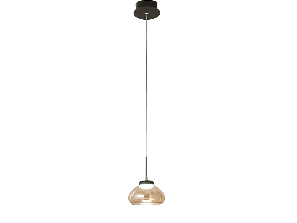 Arabella – pojedyncza lampa wisząca Fabas Luce – 8W LED – lampa sufitowa o średnicy 14 cm, bursztynowa 4902342