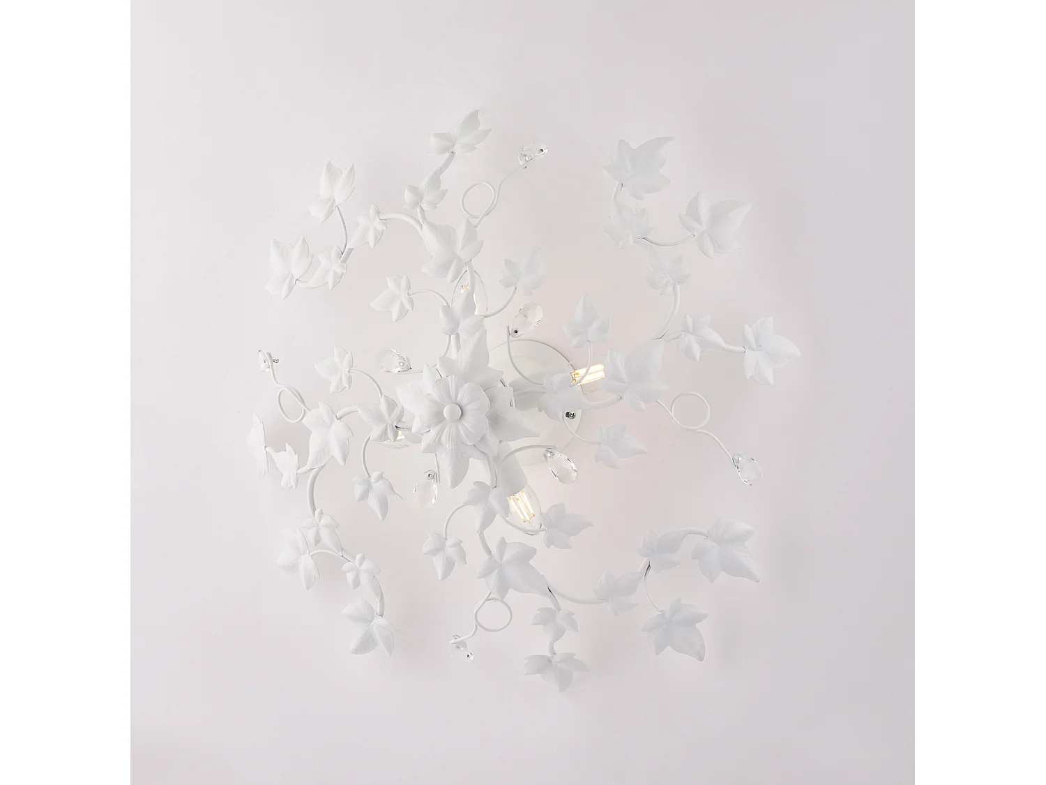 Edera - Lampa sufitowa z lakierowanego żelaza w kolorze białym z dekoracją w stylu shabby chic i kryształowymi cyrkoniami, 4 lampy, wys. 22 cm - Ø60 - BL50-PL4-BCO 4074335 - obrazek 1