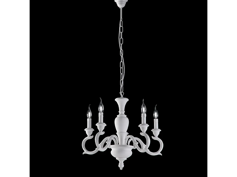 Fiorenza Shabby White Wooden Chandelier 5 Lights 110 Ø50 BL172-5-BCO 3717200 - obrazek 1