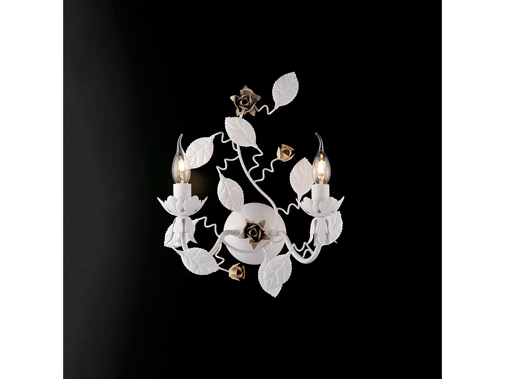 Piękna, dwupunktowa lampa ścienna z żelaza lakierowanego na biało w stylu shabby chic, .37 P.21 BL196-AP2-BCO 3717276 - obrazek 1