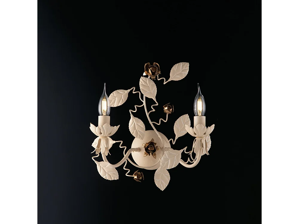 Piękna lampa ścienna z żelaza lakierowanego na kolor kości słoniowej z 2 źródłami światła .37 P.21 BL196-AP2-AV 3717279 - obrazek 1