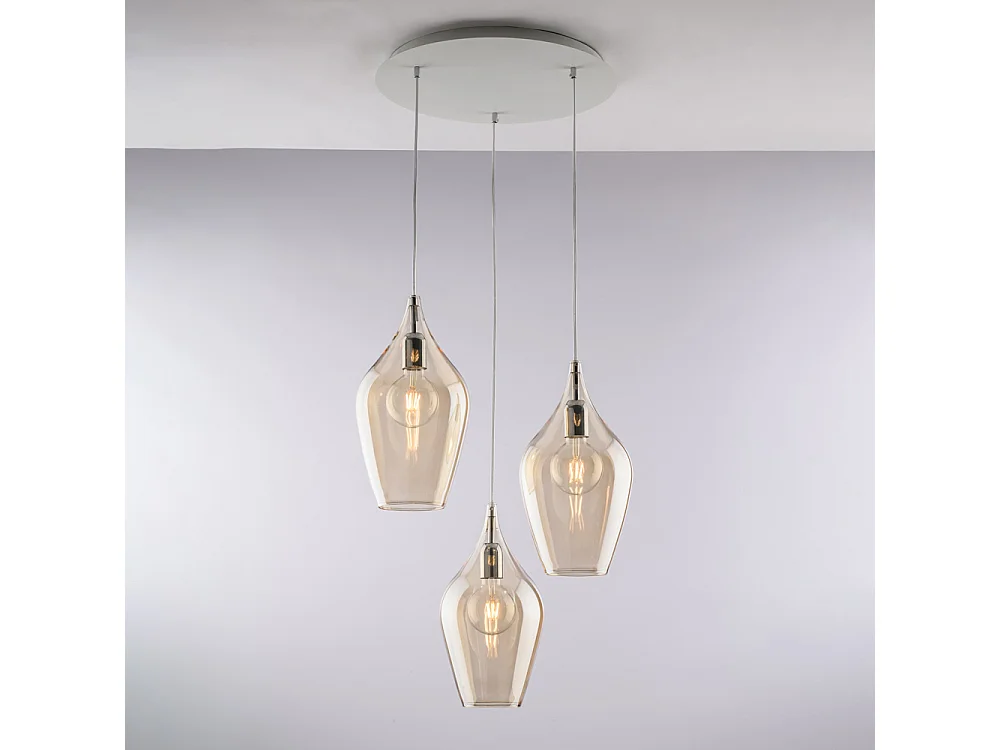 Zawieszenie Ares Iron z bursztynowym szkłem pyreksowym 3 lampy 141 Ø50 BL273-S3-AM 3717170 - obrazek 1
