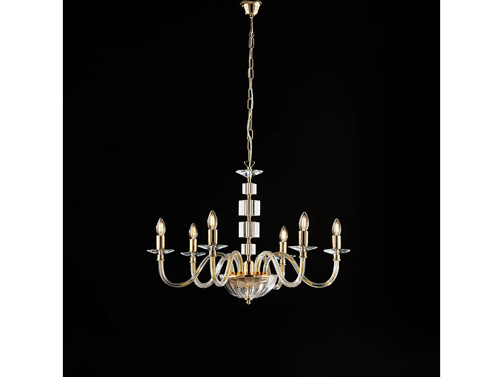 Żyrandol Franz Gold z przezroczystym szkłem i kryształkami 6 lamp 116 Ø77 BL275-6-OR 3717155 - obrazek 1