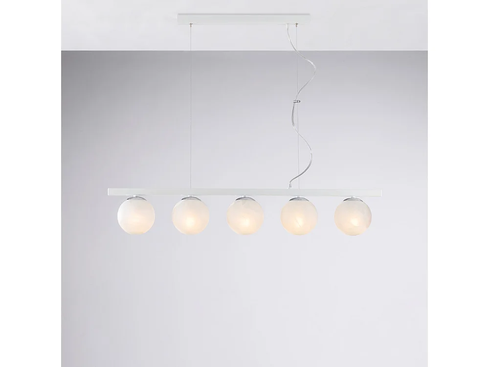 Lampa wisząca Adrian z lakierowanego na biało żelaza i chromu, 5 świateł, dł. 101 x 14, BL278-5-BCO 3717218 - obrazek 1