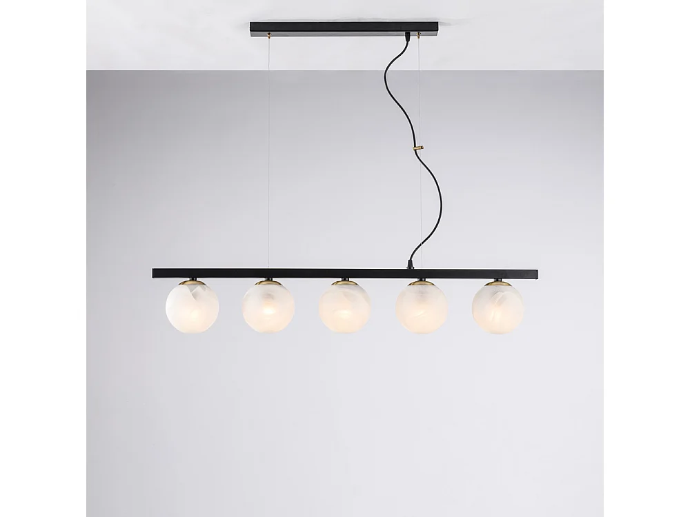 Lampa wisząca Adrian z czarnego lakierowanego i brązowionego żelaza, 5 świateł, dł. 101 x 14, BL278-5-NR 3717221 - obrazek 1