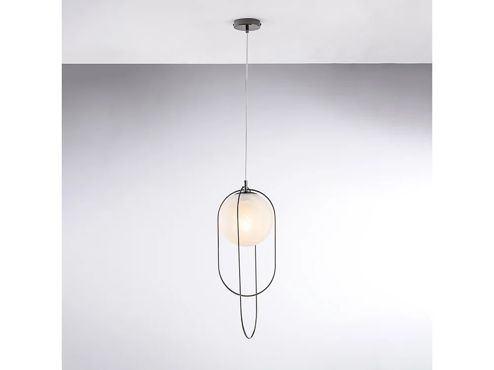 Lampa wisząca Erik z brązowanego żelaza 1 światło z kulą dm.20 156 Ø23 BL277-S1-NR 3717232 - obrazek 1