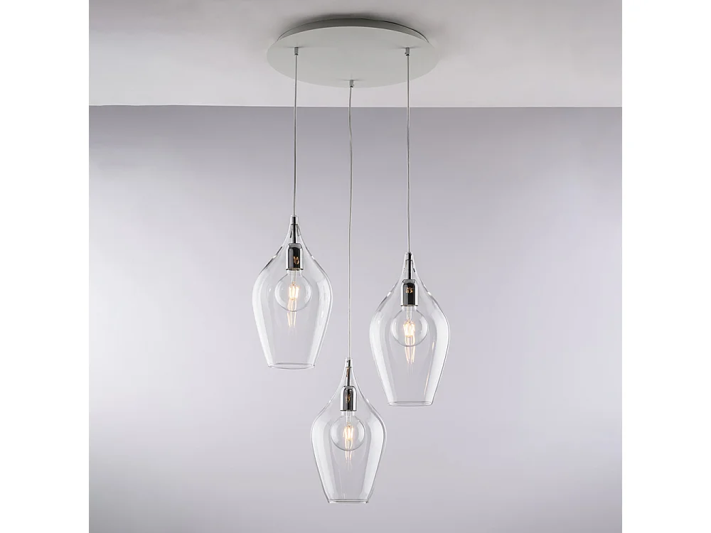 Lampa wisząca Ares Iron z przezroczystym szkłem Pyrex 3 światła 141 Ø50 BL273-S3-TR 3717264 - obrazek 1