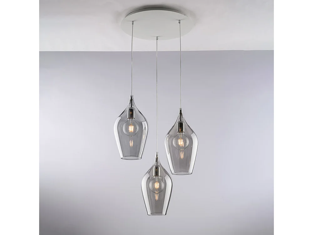 Lampa wisząca Ares Iron z szarym szkłem Pyrex 3 światła 141 Ø50 BL273-S3-GR 3717388 - obrazek 1