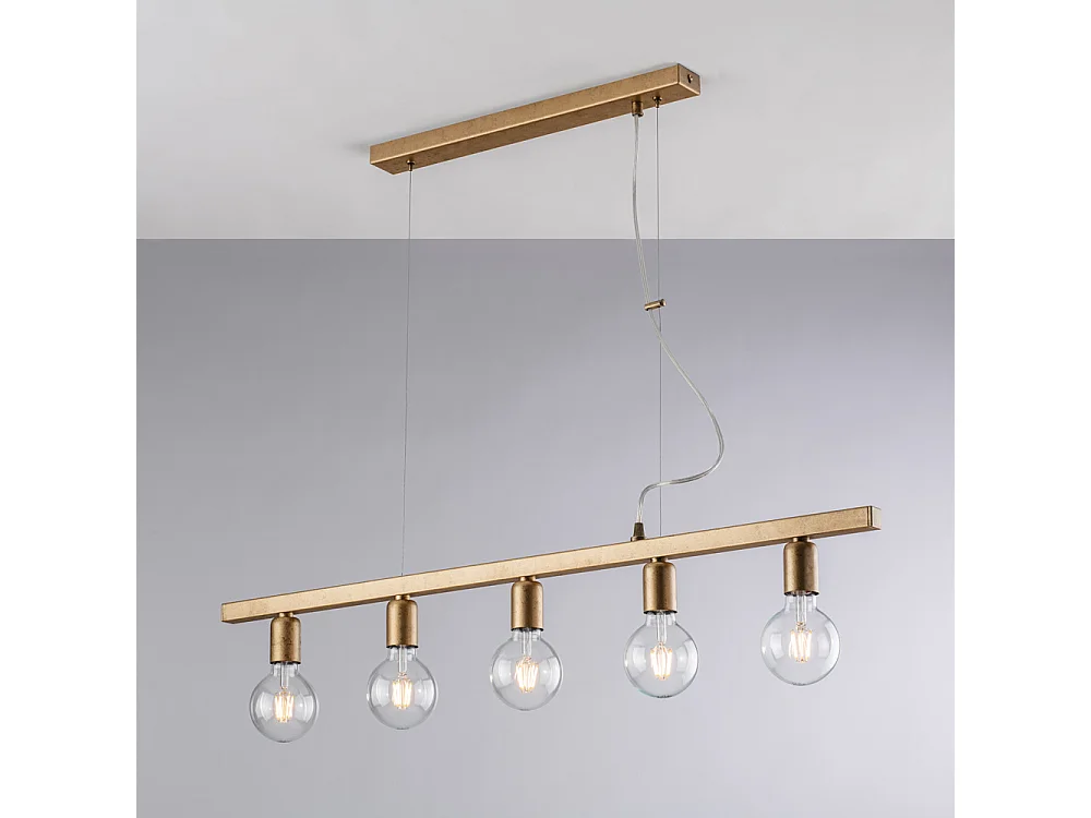 Lampa wisząca Fabian z lakierowanego żelaza w kolorze czarnym i złotym, 5 świateł, dł. 101 x 5, BL293-5-OR 3717369 - obrazek 1