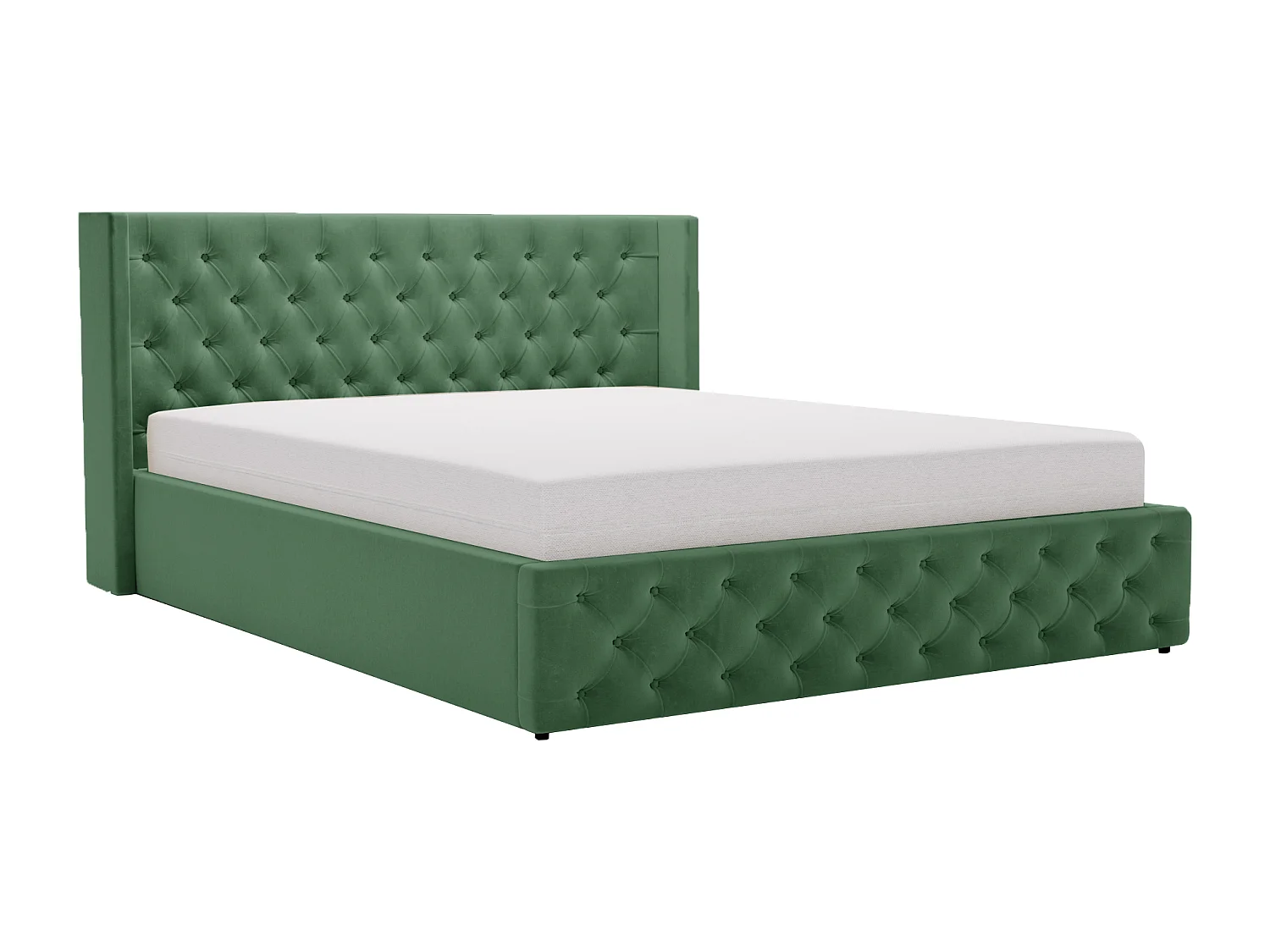 Łóżko tapicerowane 180x200 Rolia - łóżko glamour z pojemnikiem i stelażem, pikowane wezgłowie - zielony 3989919 - obrazek 1
